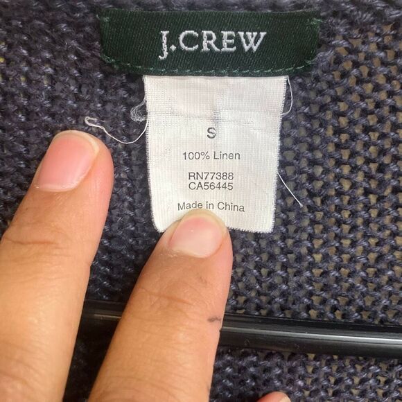 615. J. Crew navy knit scoop neck long sleeve 100% linen top - Picture 4 of 5